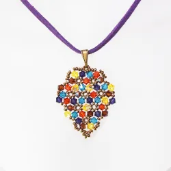 Pendant 45cm - Xochitl Grapes-Purple Suedine - Pendant 45cm - Laiton bronze